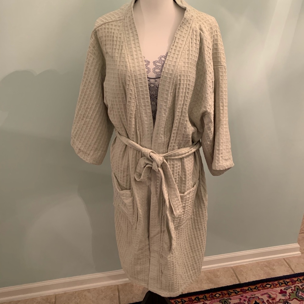 NEW! Cotton Waffle Robe Sage Green OS